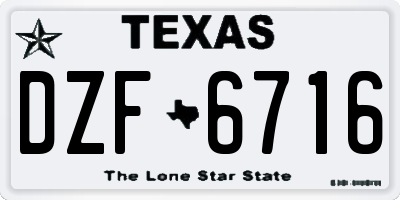TX license plate DZF6716