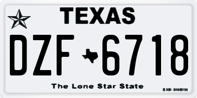 TX license plate DZF6718