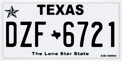 TX license plate DZF6721