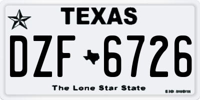 TX license plate DZF6726