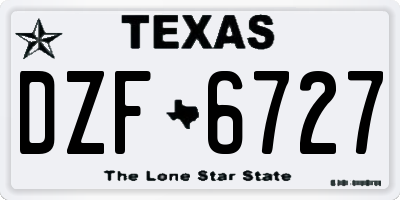 TX license plate DZF6727