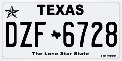 TX license plate DZF6728