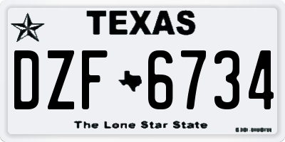 TX license plate DZF6734