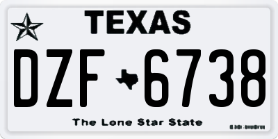 TX license plate DZF6738