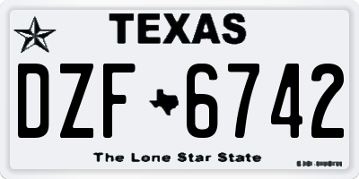 TX license plate DZF6742