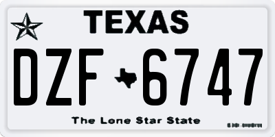 TX license plate DZF6747