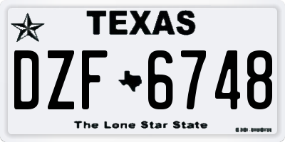 TX license plate DZF6748