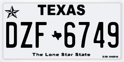 TX license plate DZF6749