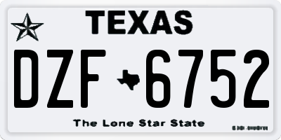 TX license plate DZF6752