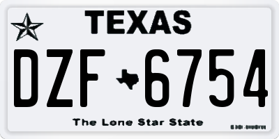 TX license plate DZF6754