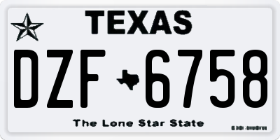 TX license plate DZF6758