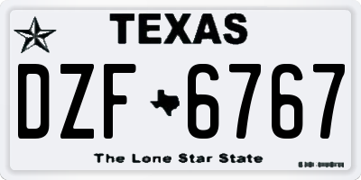 TX license plate DZF6767