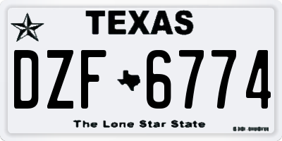 TX license plate DZF6774