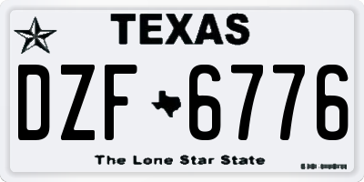 TX license plate DZF6776
