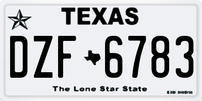 TX license plate DZF6783