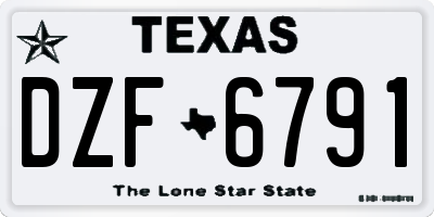 TX license plate DZF6791