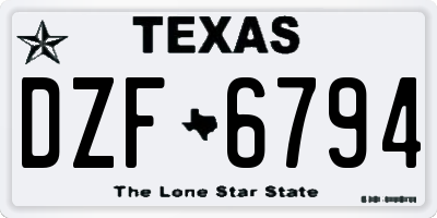 TX license plate DZF6794