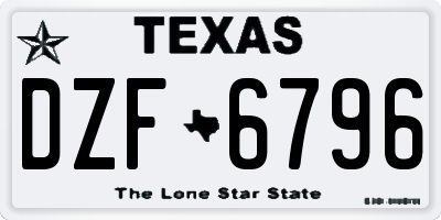 TX license plate DZF6796