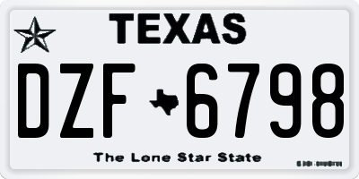 TX license plate DZF6798