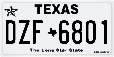 TX license plate DZF6801