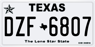 TX license plate DZF6807