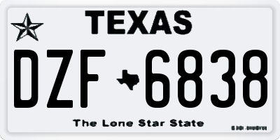 TX license plate DZF6838