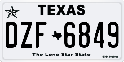 TX license plate DZF6849