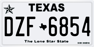 TX license plate DZF6854