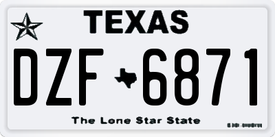 TX license plate DZF6871