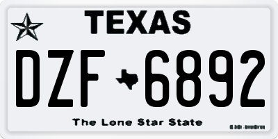 TX license plate DZF6892