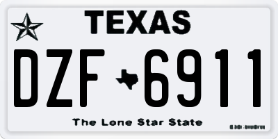 TX license plate DZF6911