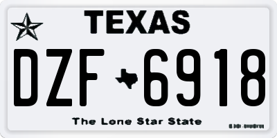 TX license plate DZF6918