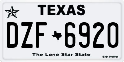 TX license plate DZF6920
