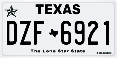 TX license plate DZF6921