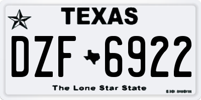 TX license plate DZF6922