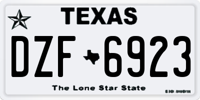 TX license plate DZF6923
