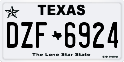 TX license plate DZF6924