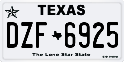 TX license plate DZF6925