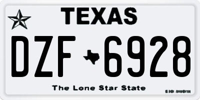 TX license plate DZF6928