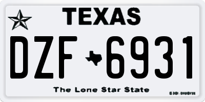 TX license plate DZF6931