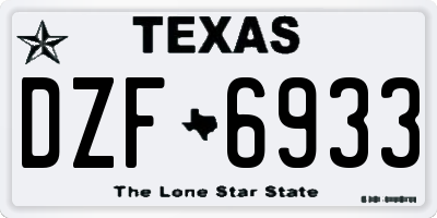 TX license plate DZF6933