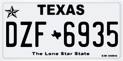 TX license plate DZF6935