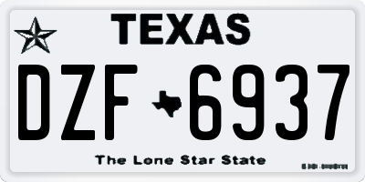 TX license plate DZF6937