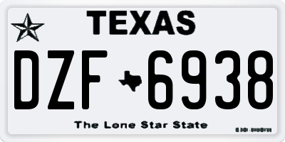 TX license plate DZF6938