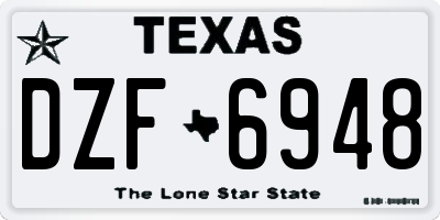 TX license plate DZF6948