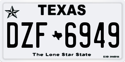 TX license plate DZF6949