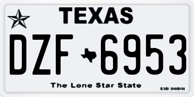 TX license plate DZF6953