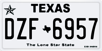 TX license plate DZF6957