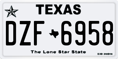 TX license plate DZF6958