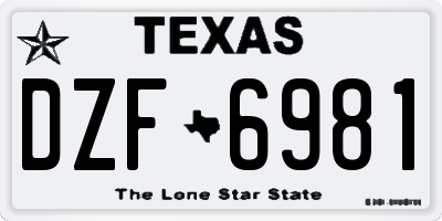 TX license plate DZF6981